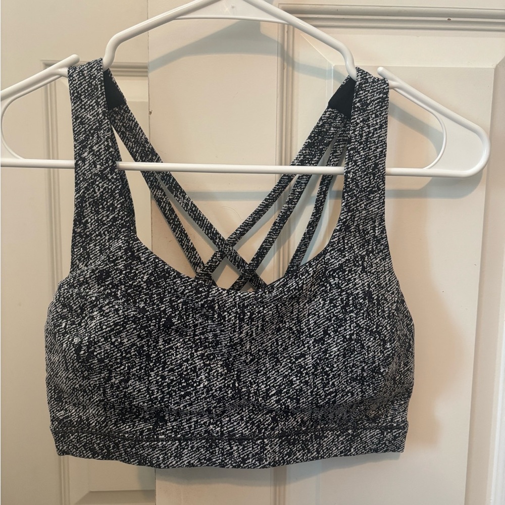 Lululemon Athletica Black and White Strappy Sports Bra size 6